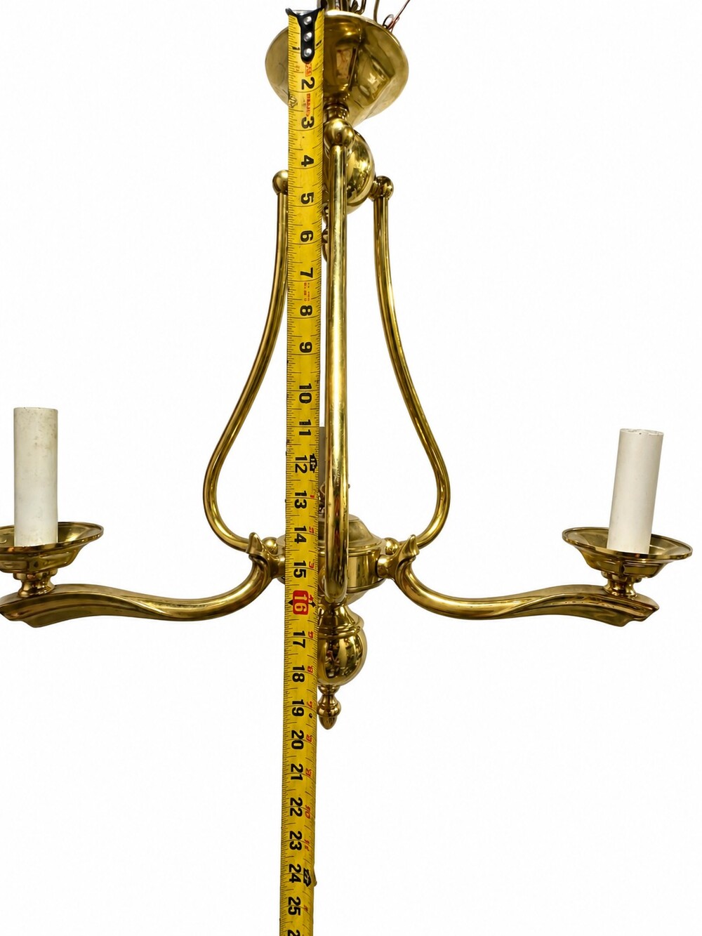 H.A. Framburg 3-Light Brass Dutch Style Dining Chandelier Candle Style Fixture - Picture 6 of 7